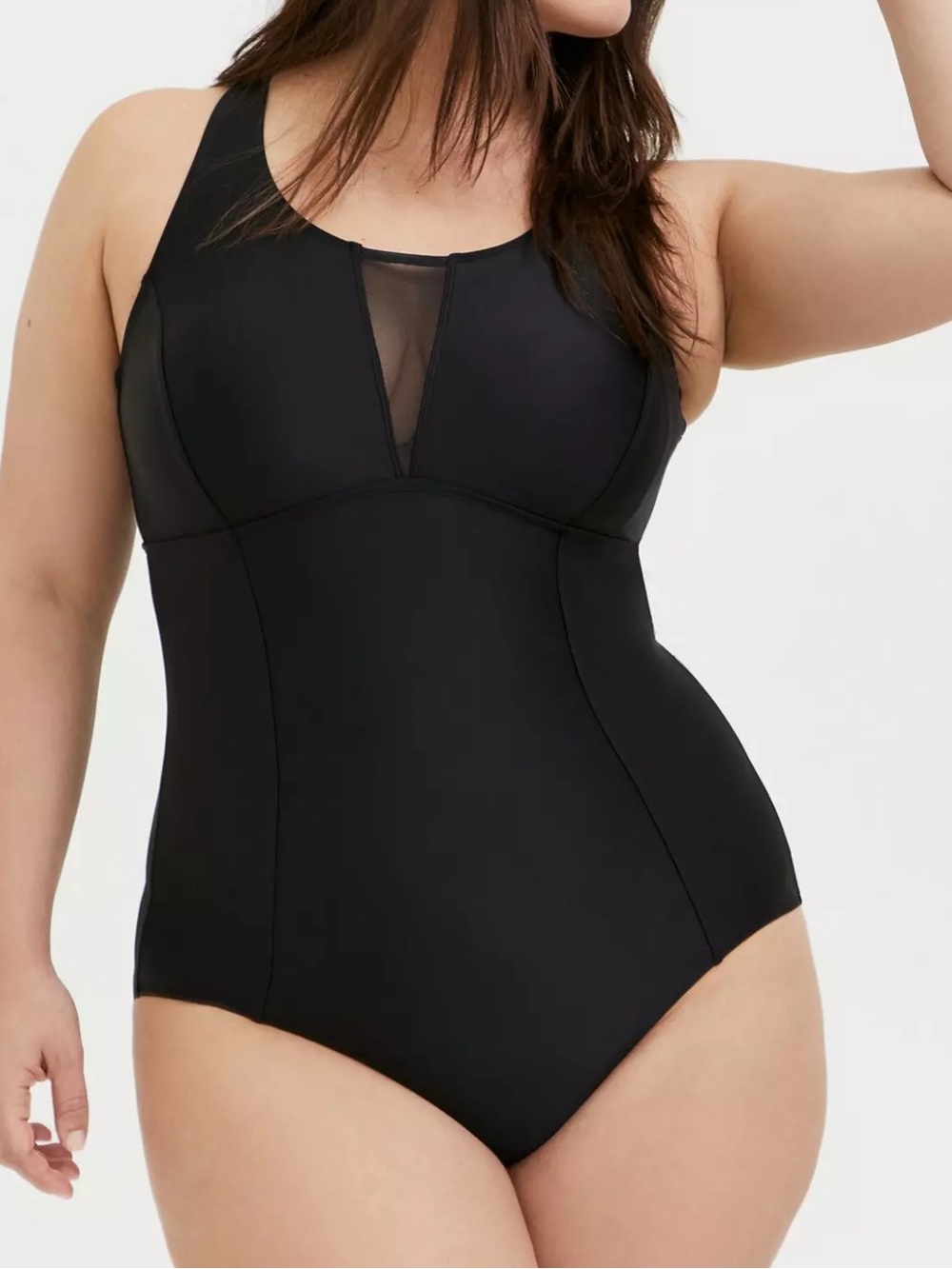 Torrid Black Wireless Racerback One-Piece Swimsuit